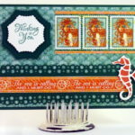 Scalloped Label 46 and Seahorse and Sand Dollar Spellbinders Card
